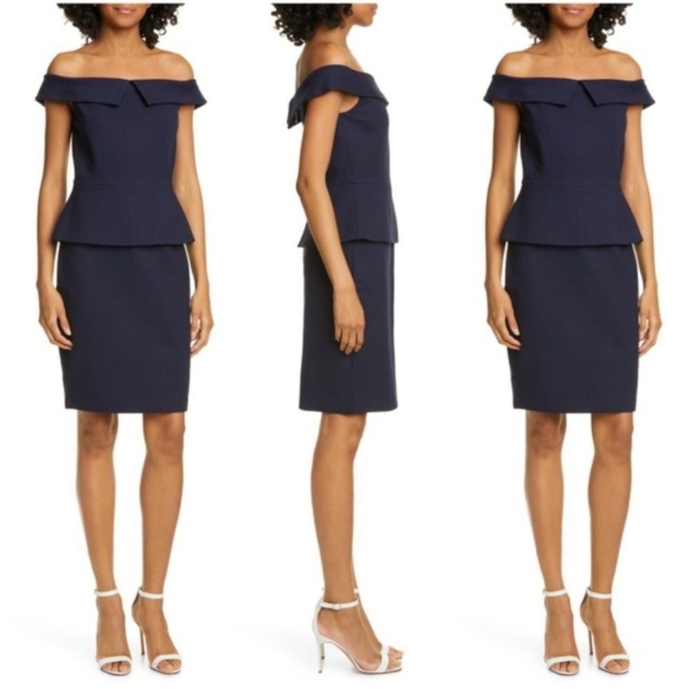 Ted Baker - Gardenia Bow shoulder bodycon dress, navy dark blue, size 12